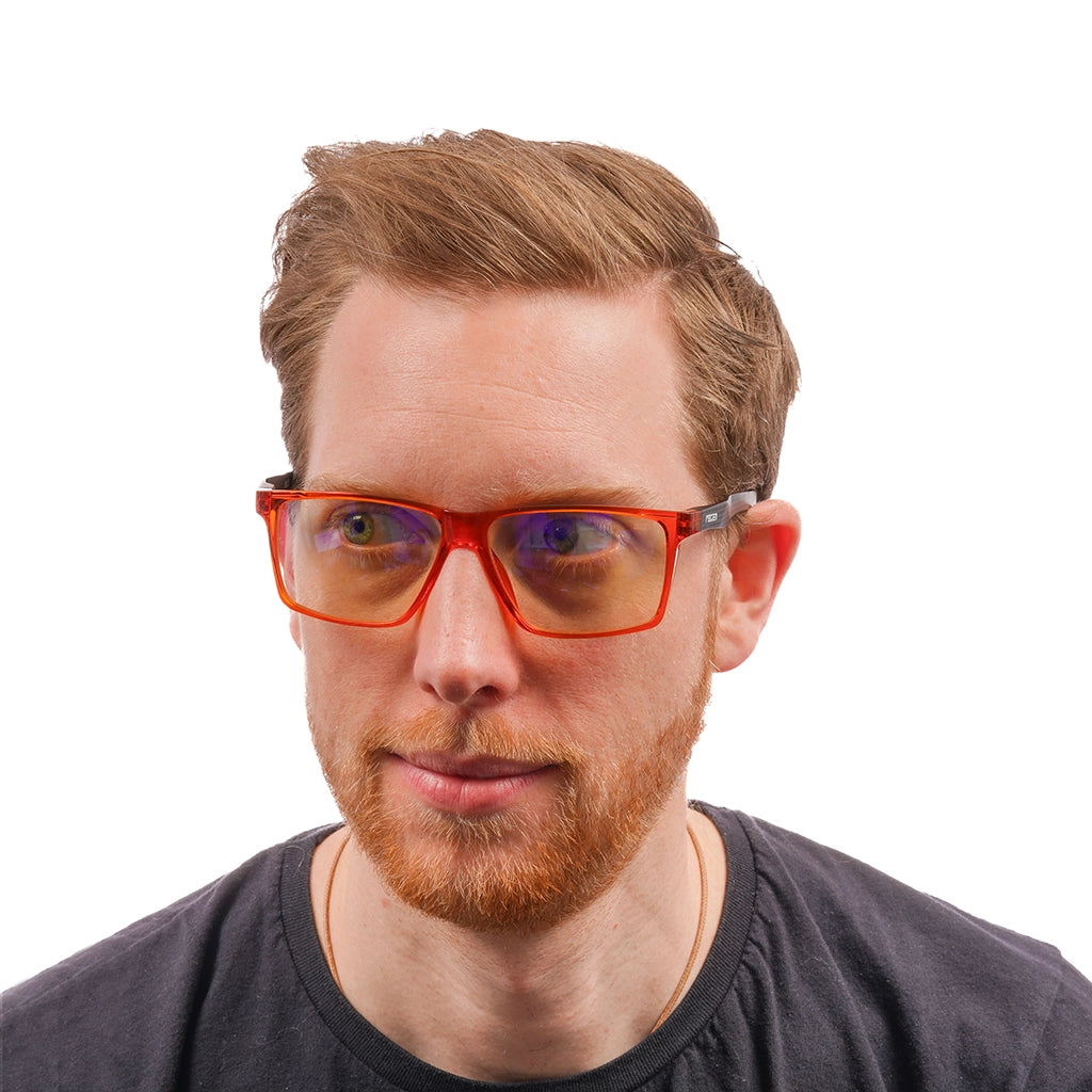 GLHF GAMING GLASSES IN ORANGE WITH BLUE BLOCK LENSES
