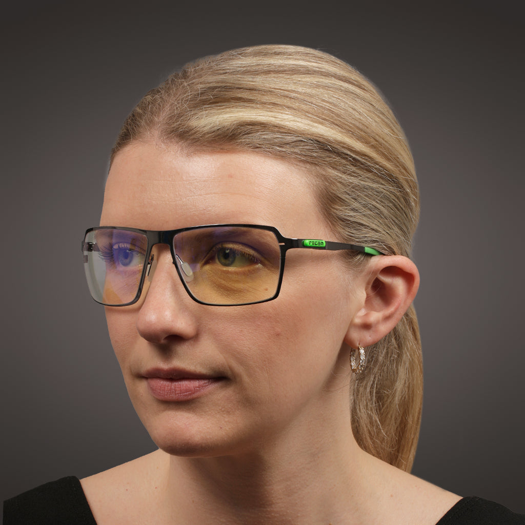 OC+ Gaming Glasses in Green with Blue Block Lenses