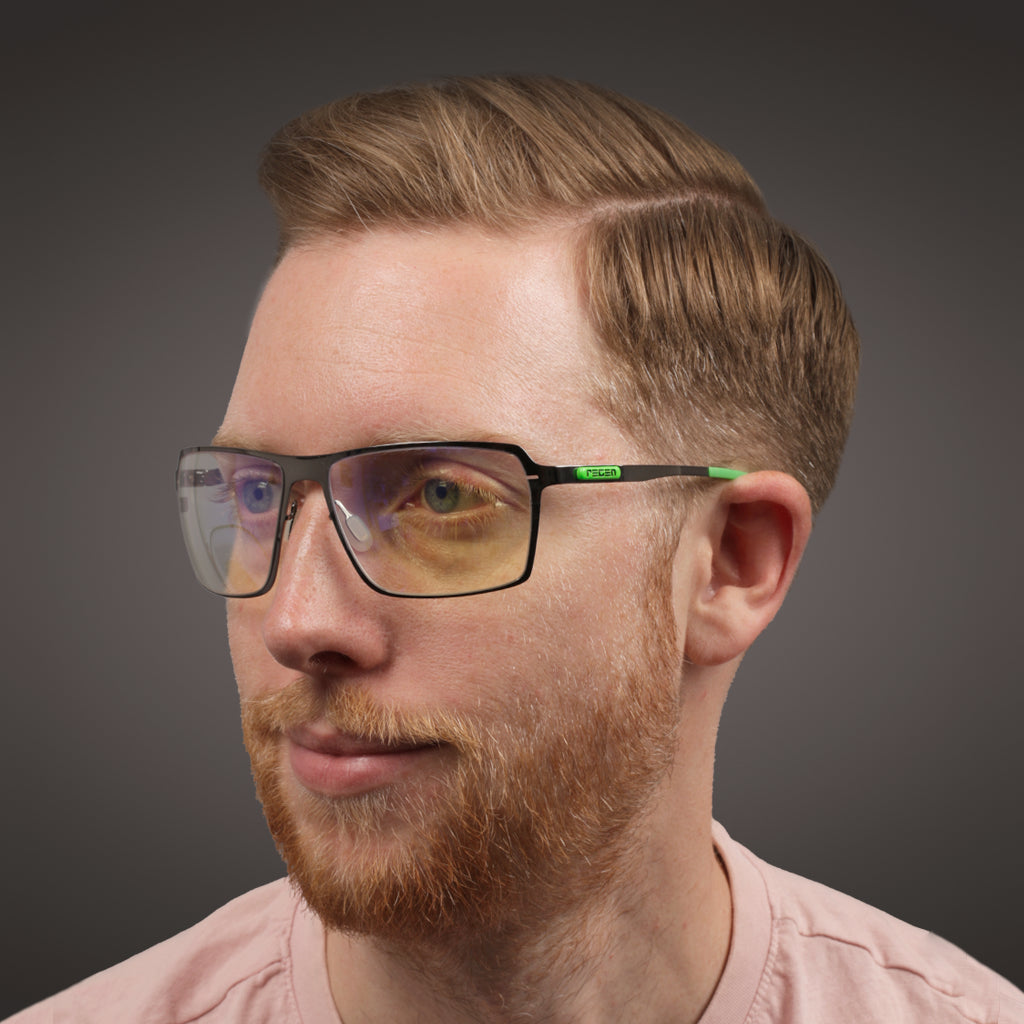 OC+ Gaming Glasses in Green with Blue Block Lenses