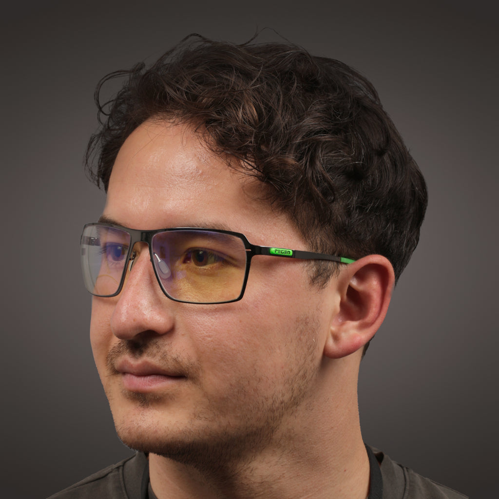 OC+ Gaming Glasses in Green with Blue Block Lenses
